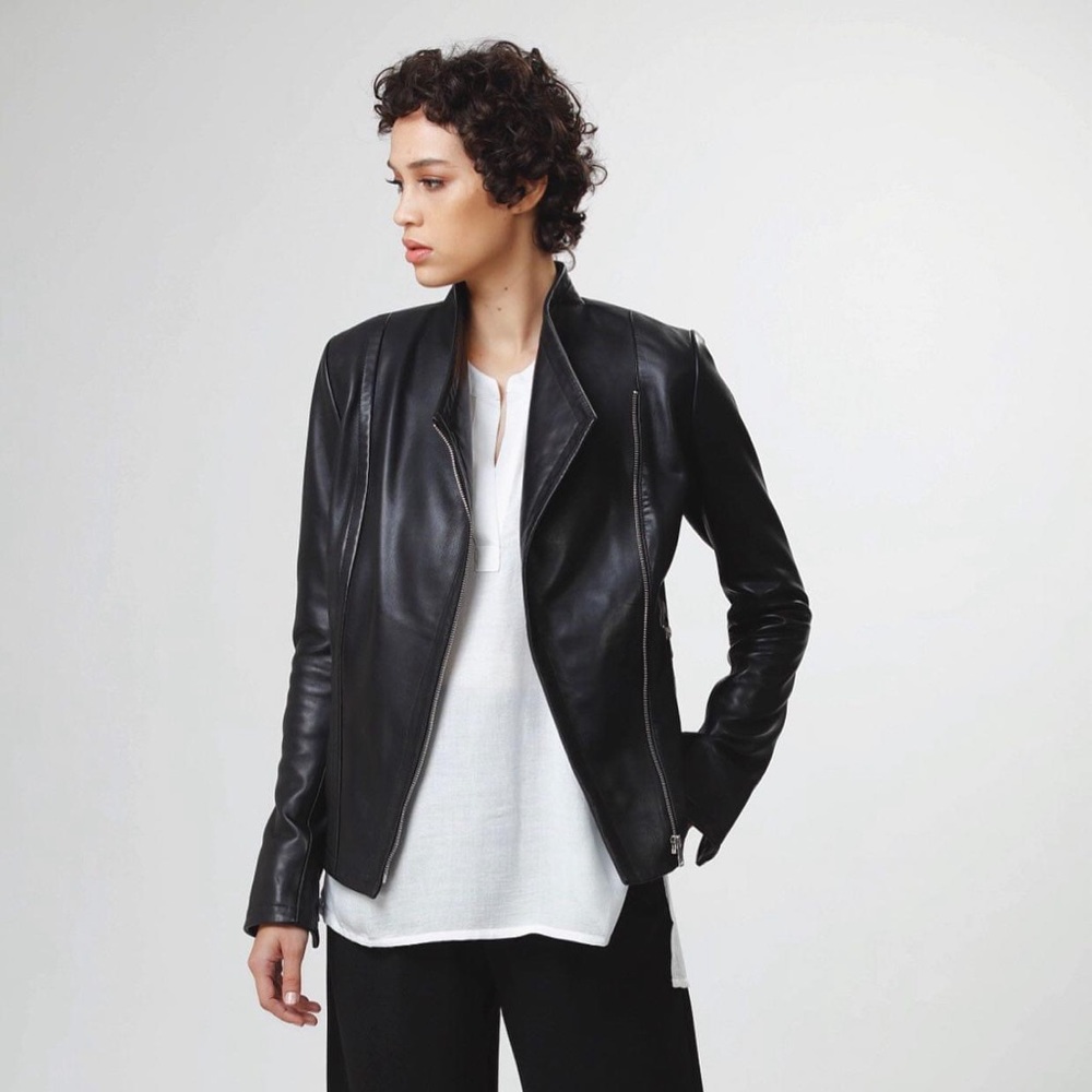 NWOT Daniel Astrid Asymmetrical Zip Leather Jacket